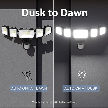 Onforu 7000LM 70W Motion Sensor Outdoor Lights, 5 Head Flood Lights Outdoor - Image 5