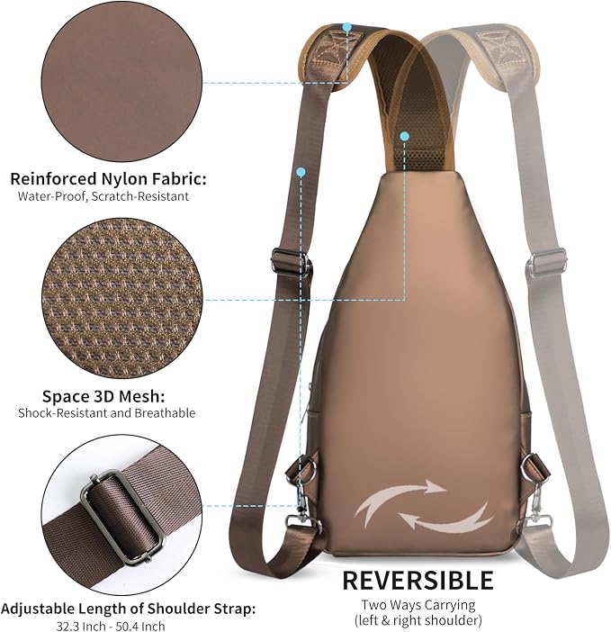 AMJ Crossbody Sling Bag Men Women, Casual Shoulder Backpack, Chest Daypack - Image 4