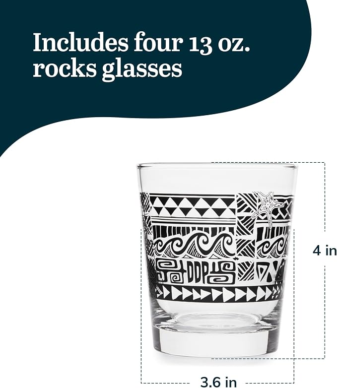 Libbey Tiki Rocks Glasses Set, Vintage-style Glassware Drinking Glasses Set of 4 - Image 3