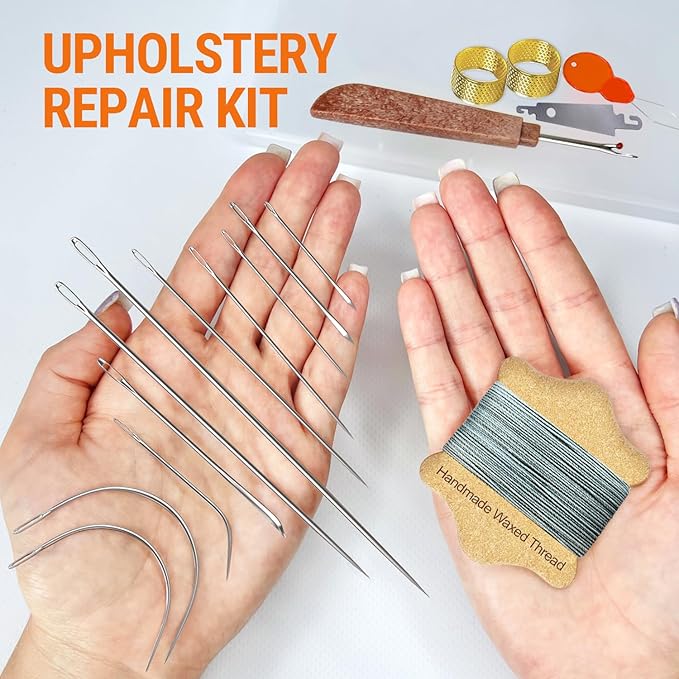 VONEEDL Upholstery Repair Kit: Waxed Sewing Thread & Heavy Duty Needles - Image 2