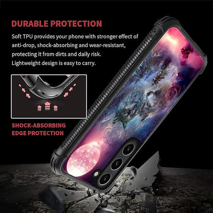 for Samsung Galaxy S23 Plus Case, Star Two Wolfs Howling Pattern Graphic Design - Image 2