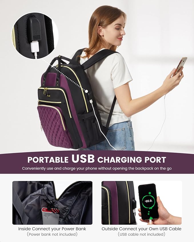 LOVEVOOK Laptop Backpack Purse for Women, Water Resistant Lightweight Daypacks - Image 5