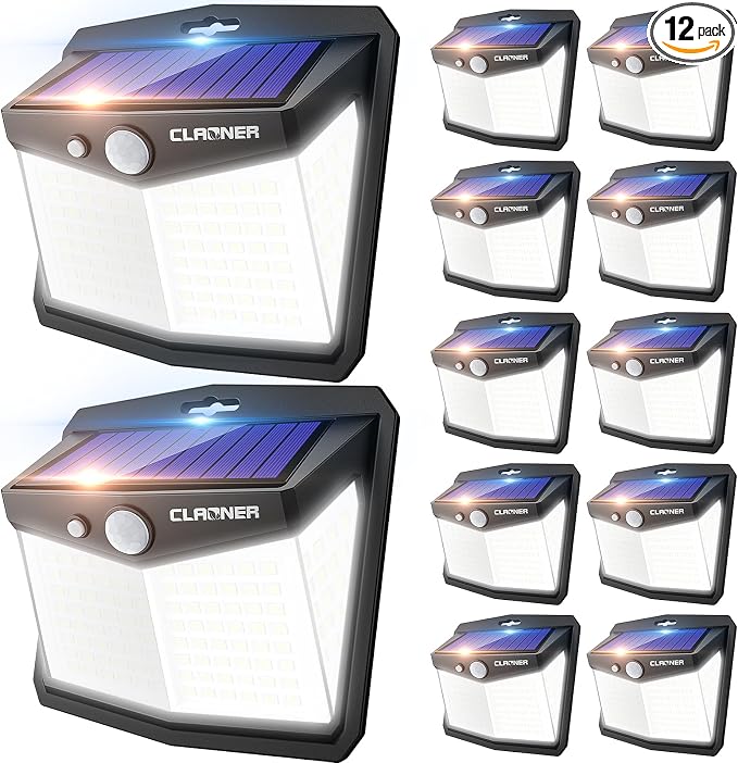 CLAONER Solar Lights Outdoor, Motion Sensor Lights 3 Working Modes by Claoner