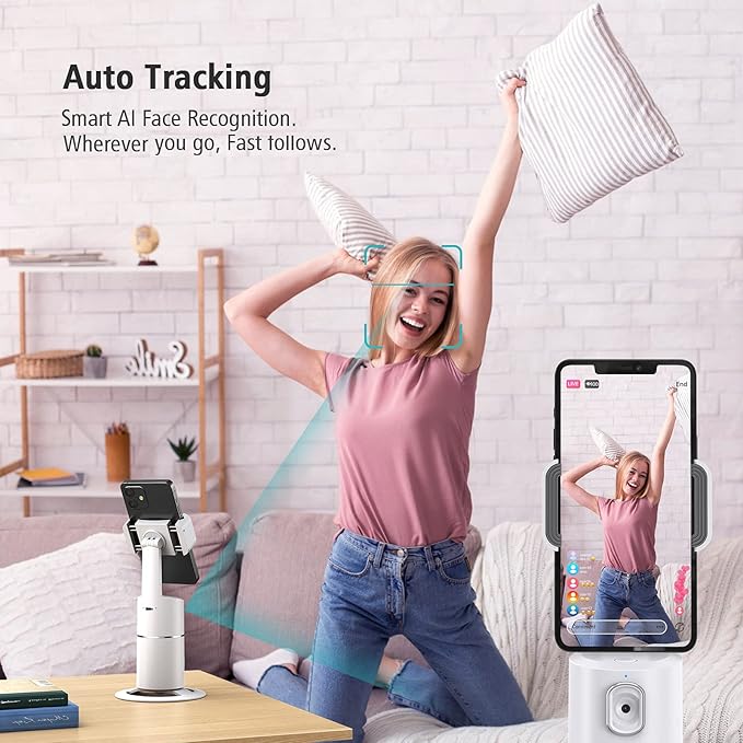 camrola Auto Face Tracking Phone Holder, No App Required, 360° Rotation Face - Image 3