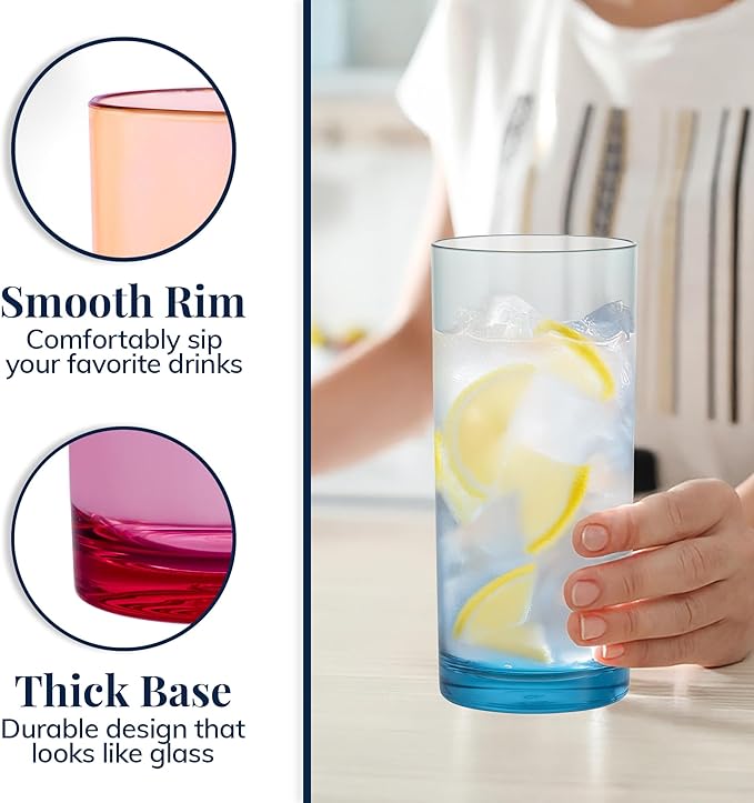 US Acrylic Classic Plastic Reusable Drinking Glasses 24oz Iced Tea Cups - Image 4