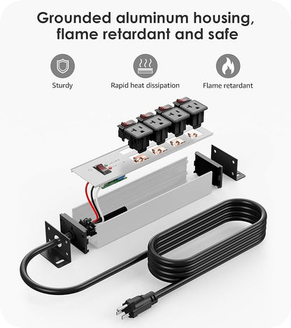 CCCEI Heavy Duty Surge Protector Power Strip 20 Amp Individual Switches. 4FT 12 - Image 6