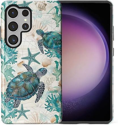 for Samsung Galaxy S25 Ultra Case, HL2 Ocean Sea Turtle Nautical Map Hybrid 2 by Unknown