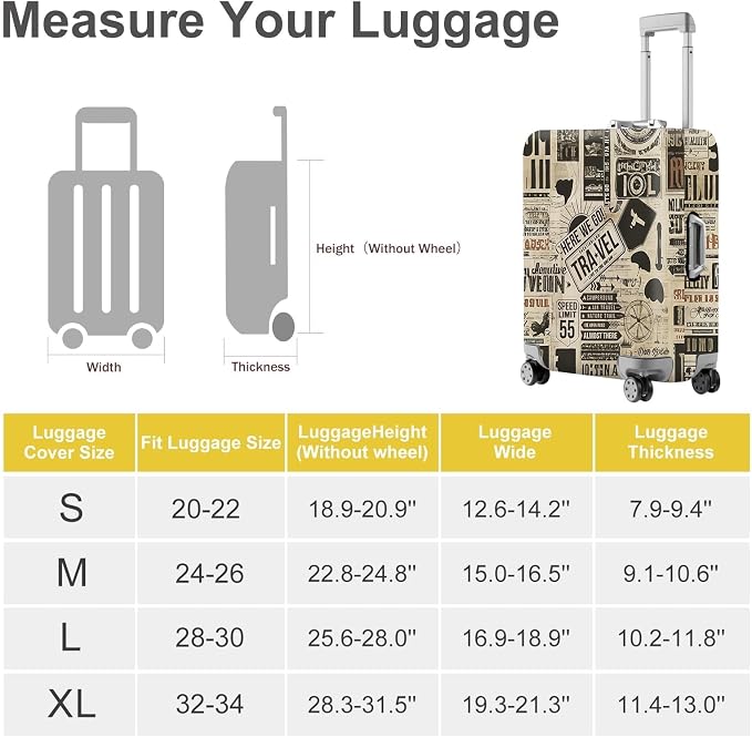 ANNA QUEEN Vintage Travel Collage Luggage Cover, Retro Suitcase Protector - Image 4