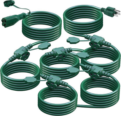 50Ft Outdoor Extension Cord Multiple Plugs- Evenly Spaced 6 Outlets Plugs by EasyToOperateLow-CostSolution