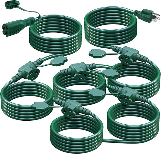 50Ft Outdoor Extension Cord Multiple Plugs- Evenly Spaced 6 Outlets Plugs by EasyToOperateLow-CostSolution