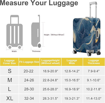 ANNA QUEEN Ocean Wave Luggage Cover, Elegant Blue Flow Line Design Suitcase - Image 5