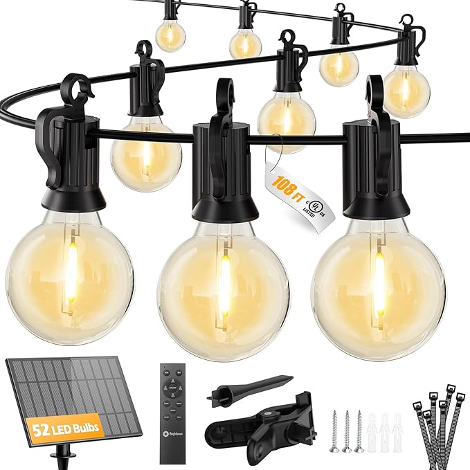 Brightown 108FT 52LED Solar String Lights Outdoor by Brightown