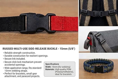 5/8" Black Plastic Side Release Buckle Curved Quick Release - Image 7