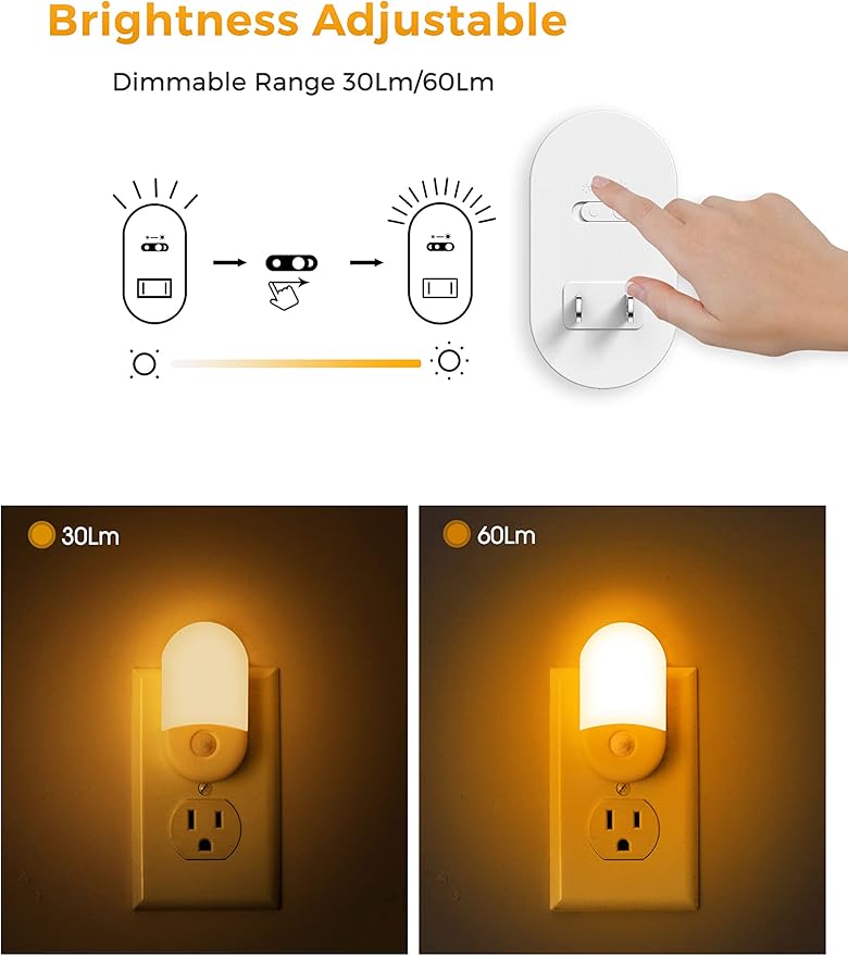 L LOHAS LED Amber Night Light, 2 Pack, Night Lights Plug into Wall Motion Sensor - Image 3