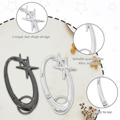 2PCS Star Carabiner, Shiny Y2K Cute Carabiner, Simple Alloy Material, Suitable - Image 3