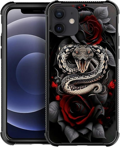 for iPhone 11 Case, Entwined Rose Snake Pattern Graphic Design Girl Boy Soft by FKBRCL4U