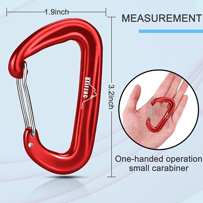 BEIFENG Heavy Duty Lightweight Locking Carabiner Clips D Ring - Image 2