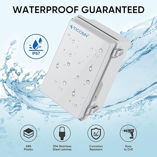 TICONN Outdoor Electrical Box Waterproof, Junction Box IP67 ABS Plastic - Image 2