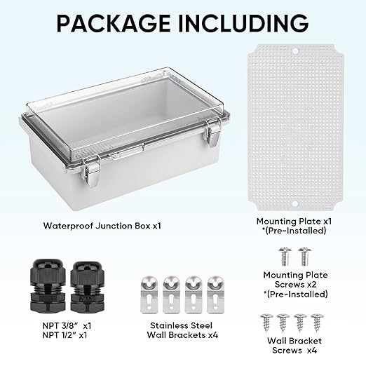 TICONN Outdoor Electrical Box Waterproof, Junction Box IP67 ABS Plastic - Image 6