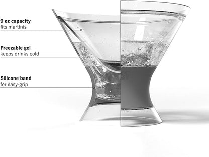 Host Freeze Insulated Martini Glasses Set of 4, Plastic Freezer Gel Chiller - Image 7