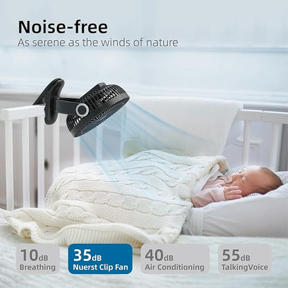 10000mAh 30hrs Portable Fan Rechargeable, 8-Inch Battery Operated Clip on Fan - Image 4