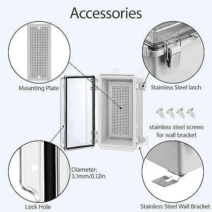 LeMotech Electrical Box, IP67 Waterproof Hinged Clear Cover Stainless Steel - Image 4