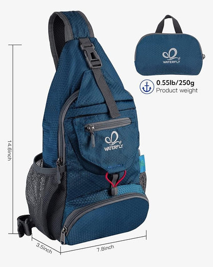 WATERFLY Packable Small Crossbody Sling Backpack Shoulder Chest Bag Daypack - Image 2