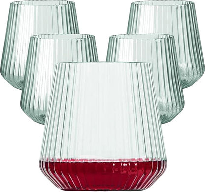 Lueumxc 40 Pack Plastic Ribbed Wine Glasses, 14Oz Origami Disposable Wine by Lueumxc