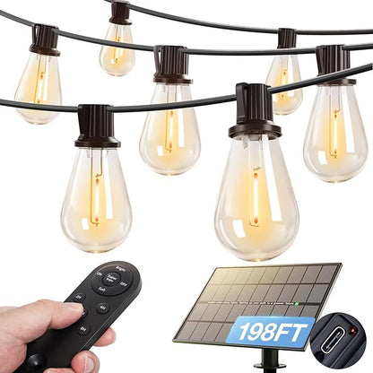 addlon 198FT Solar String Lights Outdoor Waterproof 6W Panel by addlon