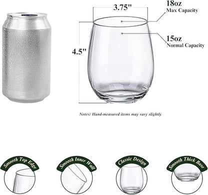 18oz Clear Stemless Wines Cups, Shatter-Proof Acrylic Glasses Drinkware - Image 3