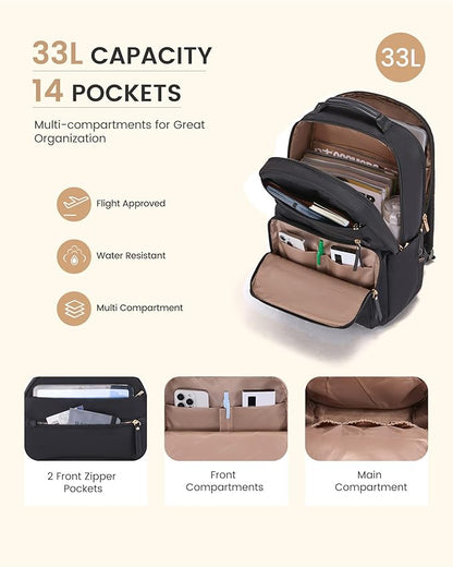 LOVEVOOK Laptop Backpack for Women, 17.3" Work Business Computer Backpack - Image 4
