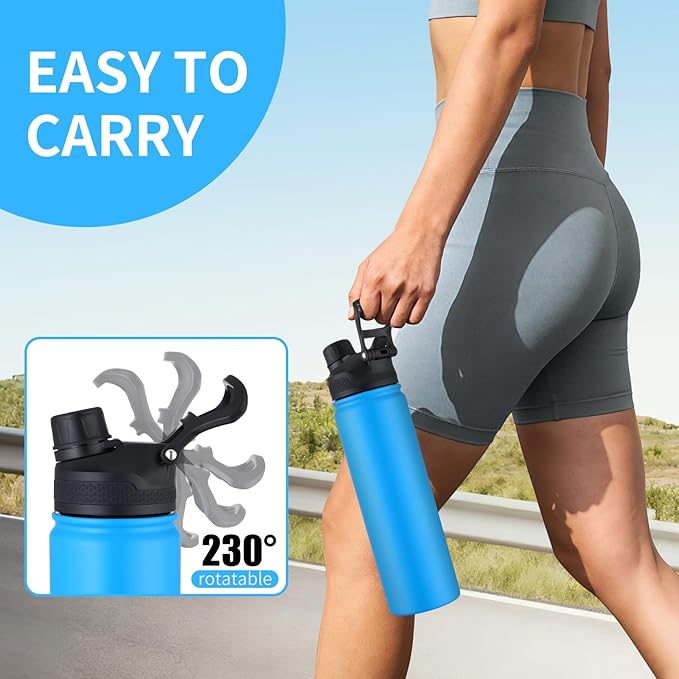 Insulated Water Bottle 24oz, Stainless Steel Double Wall Vacuum Sports Flask - Image 7