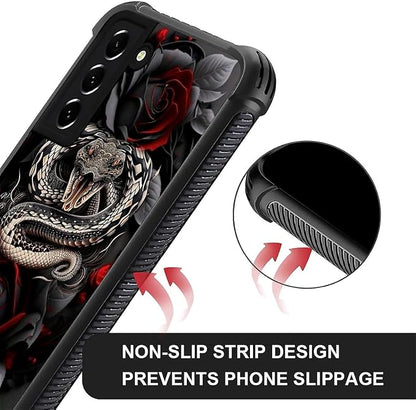 for Samsung Galaxy S22 Case, Entwined Rose Snake Pattern Graphic Design Girl - Image 6