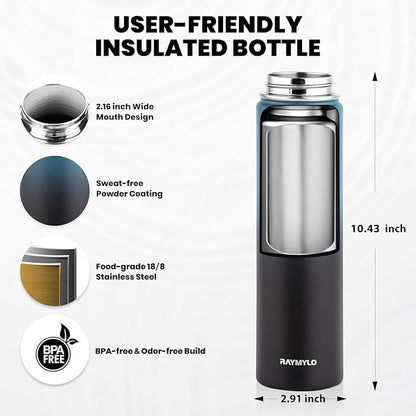RAYMYLO Insulated Water Bottle 24oz, Triple Wall Vacuum Stainless Steel - Image 5