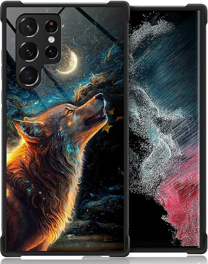 for Samsung Galaxy S22 Ultra Case, Star Cave Hungry Wolf Pattern Graphic Design by FKBRCL4U