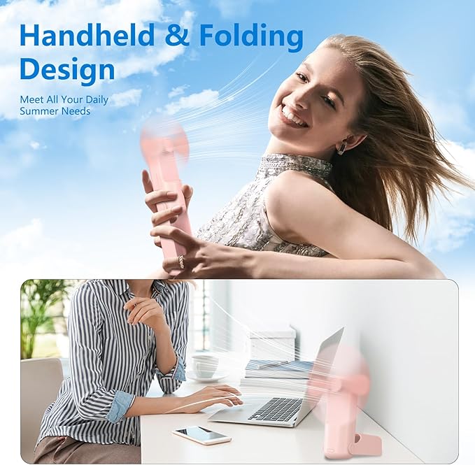 3 PCS Portable Mini Handheld Fans, 3 In 1 Foldable Small Pocket Fan Desk - Image 4