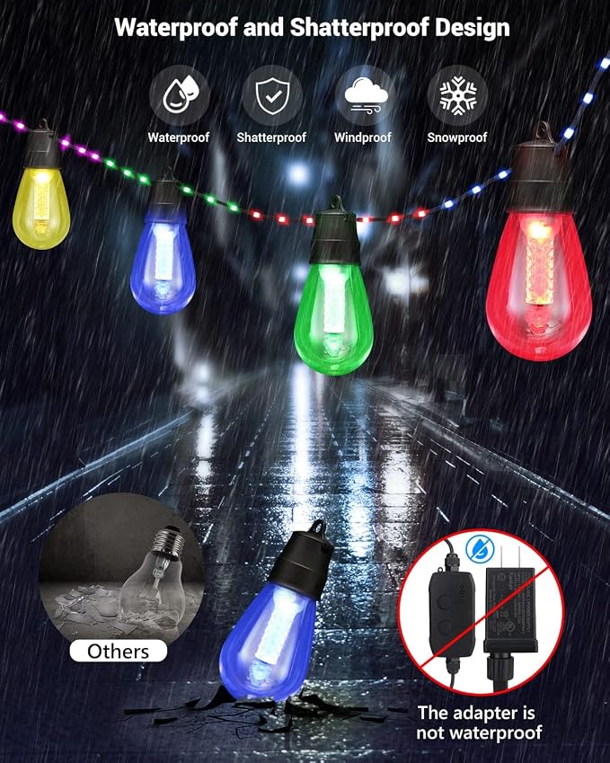 Lightdot 96FT Outdoor RGB String Lights, Dimmable Color Changing Waterproof LED - Image 6