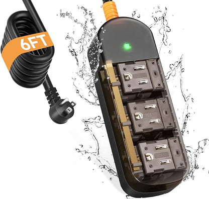 Outdoor Power Strip Weatherproof 6 FT Outdoor Extension Cord Waterproof Surge by CAKINKON