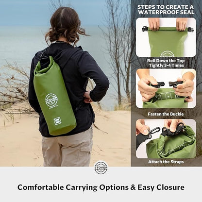 STOVER 5/10/25/30/40/55L Waterproof Dry Bag- Roll-Top Backpack w/Phone Case- - Image 5