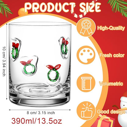 Skylety 2 Pcs Christmas Icon Juice Glasses Xmas Drinking Cups Old Fashioned - Image 2