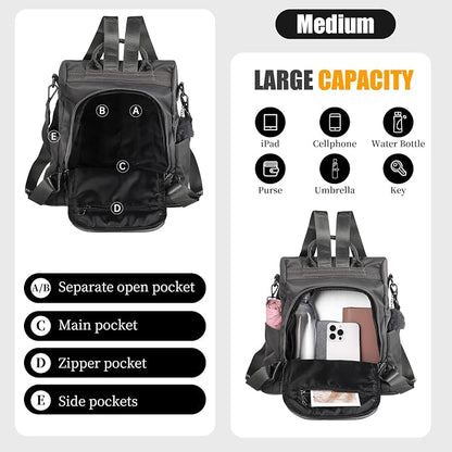PINCNEL Women Backpack Purse Waterproof Nylon Anti-theft Rucksack Lightweight - Image 3