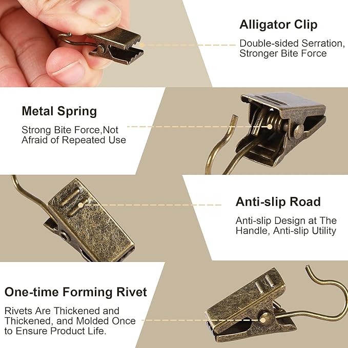 JANYUN 120 Pack Clip Hook Set Curtain Clips - Image 3