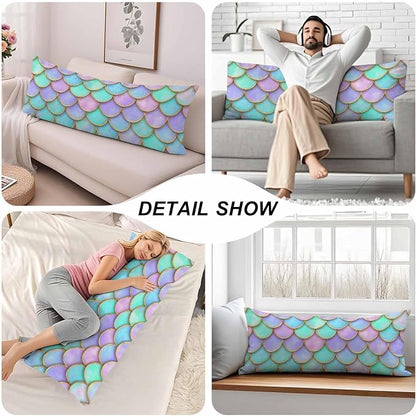 Body Pillow Covers Mermaid Body Pillowcase 20"X54", Mermaid Scales Couch Body - Image 5