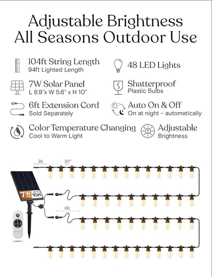 Brightech 104 FT Ambience Pro Solar Powered Outdoor LED String Lights - Image 8
