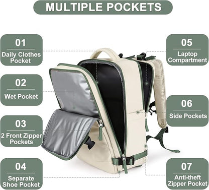 coofay Large Travel Backpack For Women Men Airline Approved Carry On Backpack - Image 4