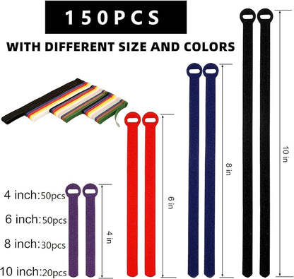 150PCS Cable Ties，4+6+8+10 Inch Reusable Cable Management - Image 7