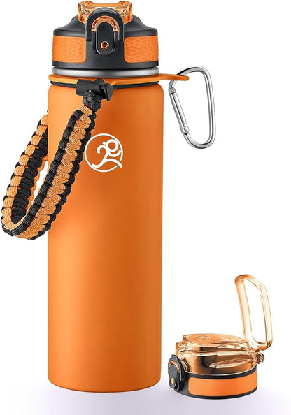 GOSWAG Insulated Sports Water Bottle, 24oz 2 Lids, Stainless Steel Water Bottles by GOSWAG