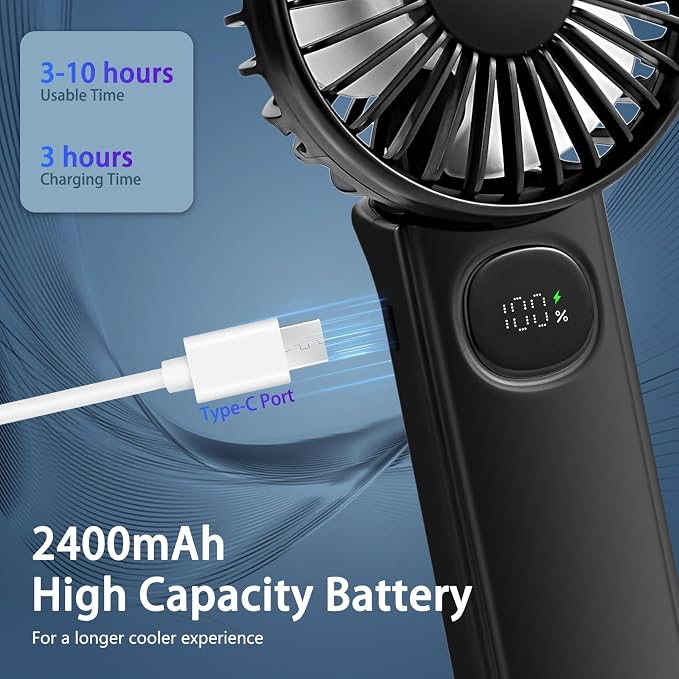 Personal Hand Held Fan for Travel, Foldable Eyelash Neck Fan - Image 4