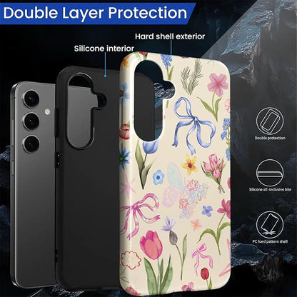 for Samsung Galaxy S23 FE Case, HL2 Aesthetic Flower Preppy Collage Hybrid 2 - Image 2