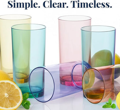 US Acrylic Classic Plastic Reusable Drinking Glasses 16oz Water Cups Assorted - Image 6